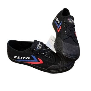 Feiyue, Boyโs Ninja Sneakers in Black with Red and Blue Highlights, NWT, Size 13